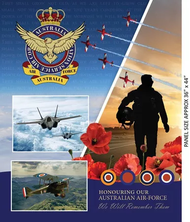 Airforce Centenary 36″x44″ 0196A Cotton Quilting Fabric Panel