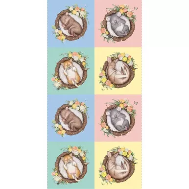 Australian Native Nursery Cot Babies Cotton Quilting Fabric Panel